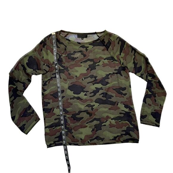 Nili Lotan** Green & Brown XSmall Camouflage Silk Long-Sleeve T-Shirt - Picture 9 of 12